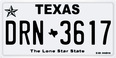 TX license plate DRN3617