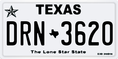 TX license plate DRN3620