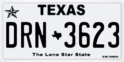TX license plate DRN3623