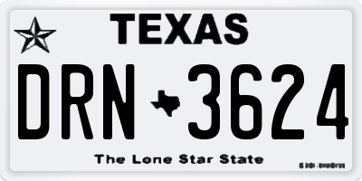 TX license plate DRN3624