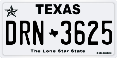 TX license plate DRN3625