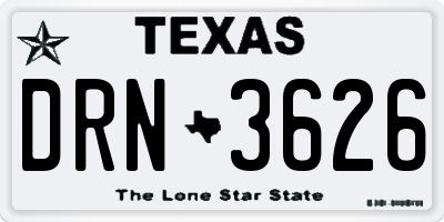 TX license plate DRN3626