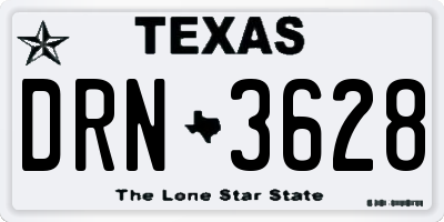 TX license plate DRN3628