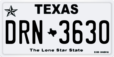 TX license plate DRN3630