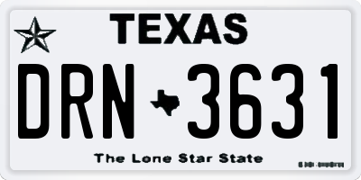 TX license plate DRN3631