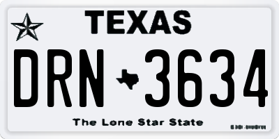 TX license plate DRN3634
