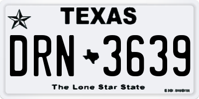TX license plate DRN3639