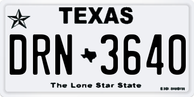 TX license plate DRN3640