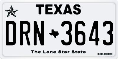 TX license plate DRN3643