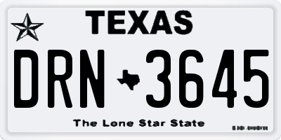 TX license plate DRN3645