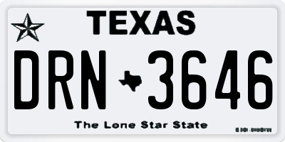 TX license plate DRN3646