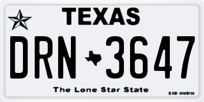 TX license plate DRN3647