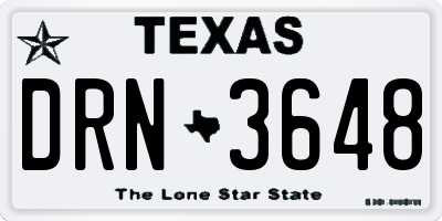 TX license plate DRN3648