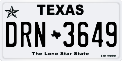 TX license plate DRN3649