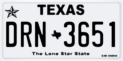 TX license plate DRN3651