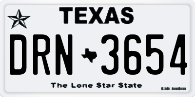 TX license plate DRN3654
