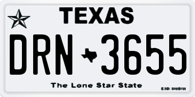 TX license plate DRN3655
