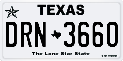 TX license plate DRN3660