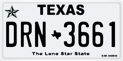 TX license plate DRN3661