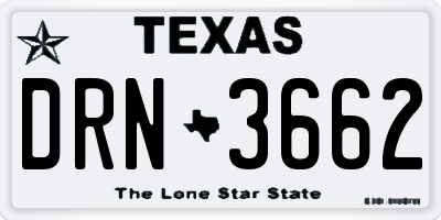 TX license plate DRN3662