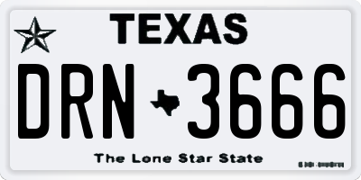 TX license plate DRN3666