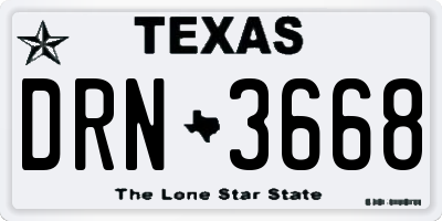TX license plate DRN3668