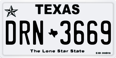 TX license plate DRN3669