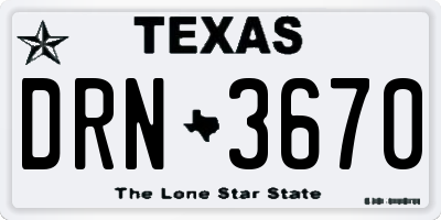TX license plate DRN3670