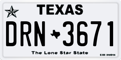 TX license plate DRN3671