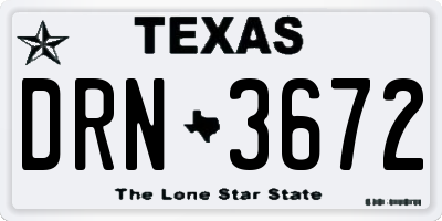 TX license plate DRN3672