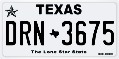 TX license plate DRN3675