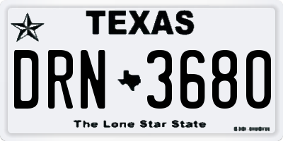 TX license plate DRN3680