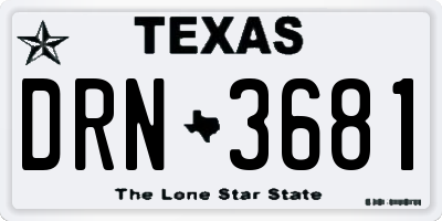 TX license plate DRN3681