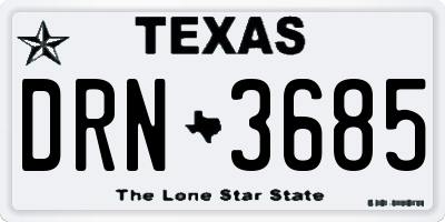 TX license plate DRN3685