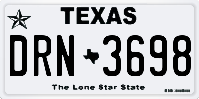 TX license plate DRN3698