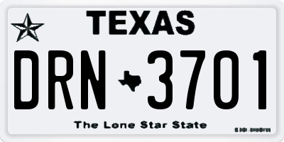 TX license plate DRN3701