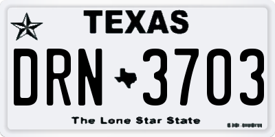 TX license plate DRN3703