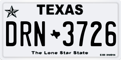 TX license plate DRN3726