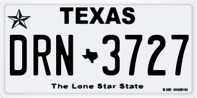 TX license plate DRN3727