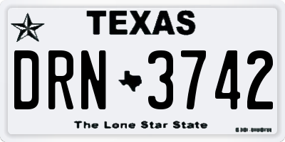 TX license plate DRN3742