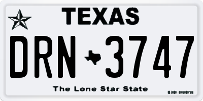 TX license plate DRN3747