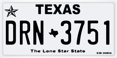 TX license plate DRN3751