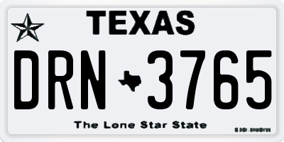 TX license plate DRN3765
