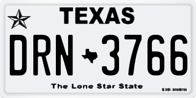 TX license plate DRN3766