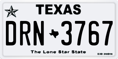 TX license plate DRN3767