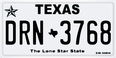 TX license plate DRN3768