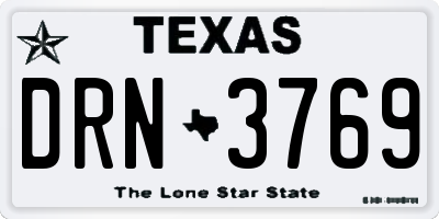 TX license plate DRN3769