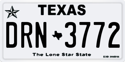TX license plate DRN3772