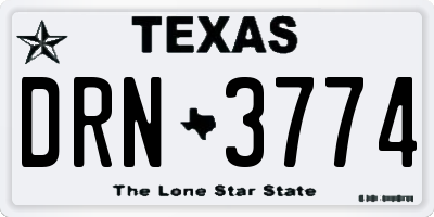 TX license plate DRN3774