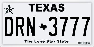 TX license plate DRN3777